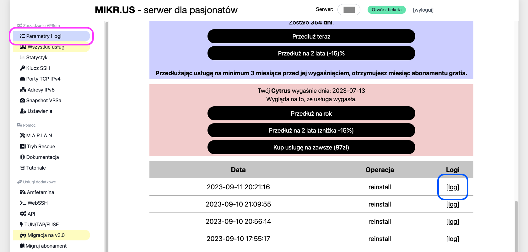 Lista logów